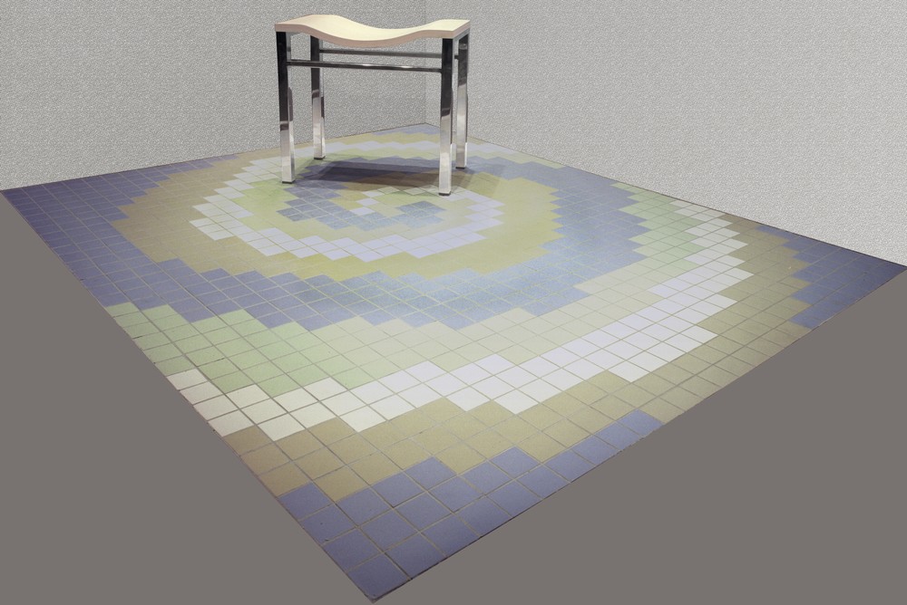 podłoga z mozaiki heksagonalnej, wzór dywanowy